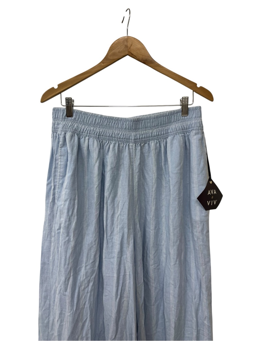 NWT Ava & Viv Blue Wide Leg Flowy Blue Stripe Pants 1X - Picture 2 of 5